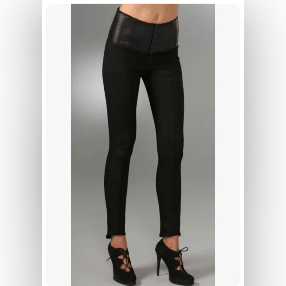 Pre-Owned Haute Hippie Corset Pants with Leather Panel, Black, M.  Unique!